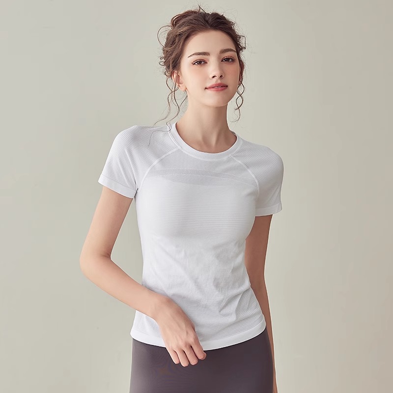 Women's Slim-Fit Quick-Dry Yoga Top, Short Sleeve