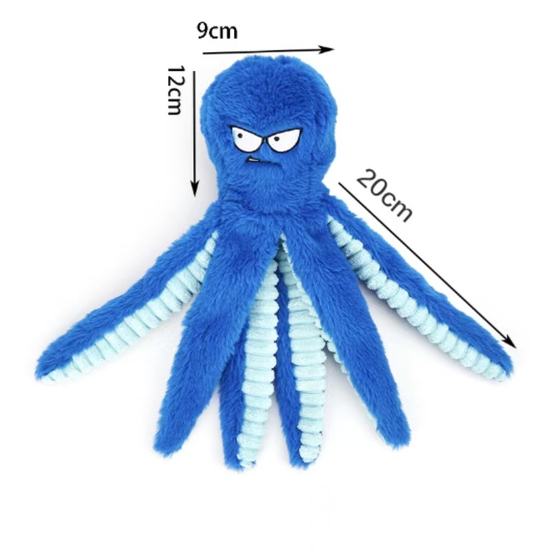 Shiba Inu Plush Octopus Interactive Squeaky Dog Toy, Durable Chew-Resistant Paper Crinkle Cross-Border Pet Toy