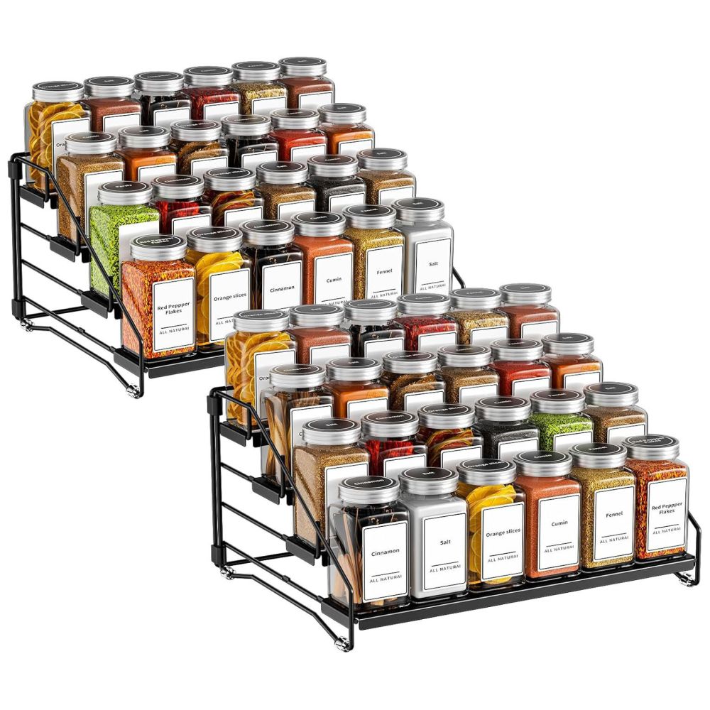 Wrought iron spice rack foldable kitchen counter spice bottle display shelf multi-layer storage rack step spice rack