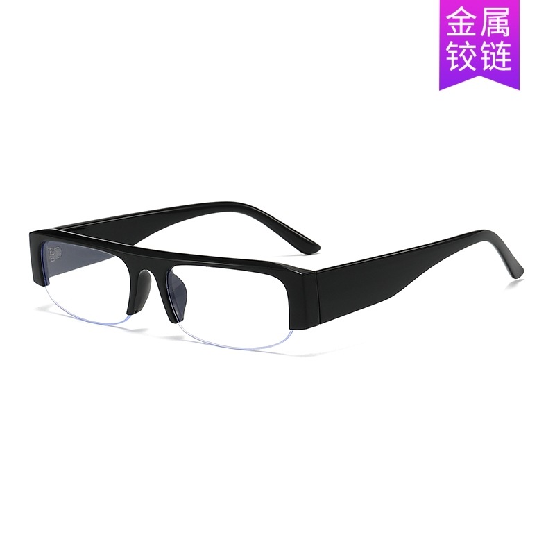 Damen-Sonnenbrille, quadratischer Rahmen, Halbrand, Klarglas im Modestil
