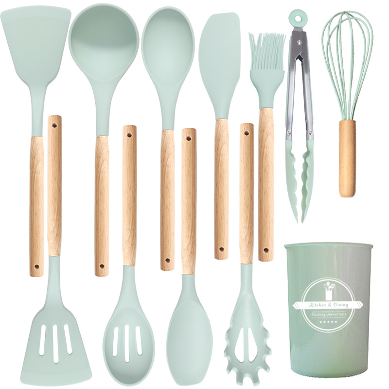 Sınır ötesi silikon spatula ve kaşık 12 parçalı set yapışmaz silikon spatula gıda sınıfı silikon mutfak eşyaları seti satışa hazır - 11