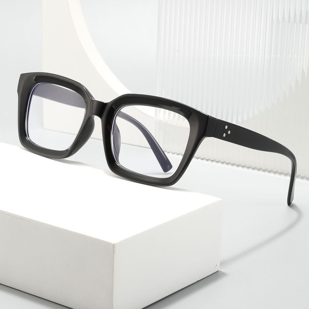 Square Anti-Blue Light Plain Lens Metal Nose Pad Eyeglass Frame