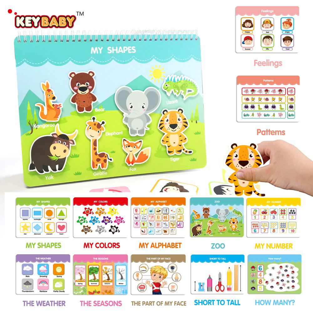 keybaby Erken Eğitim Sessiz Kitap, Tekrar Yapıştırılabilir Çıkartmalı Busy Book