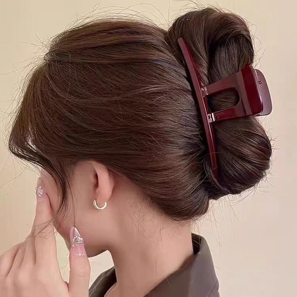 Glänzende schwarze Haarspange in großer Größe 2024 neue Damen-Haarspange schlicht elegant Haifischflossen-Haaraccesoire - 3