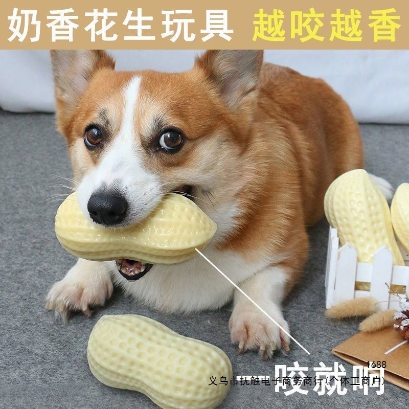 狗狗玩具大花生耐咬磨牙可爱大狗小狗解闷自嗨撕不烂1到4个月 - 1