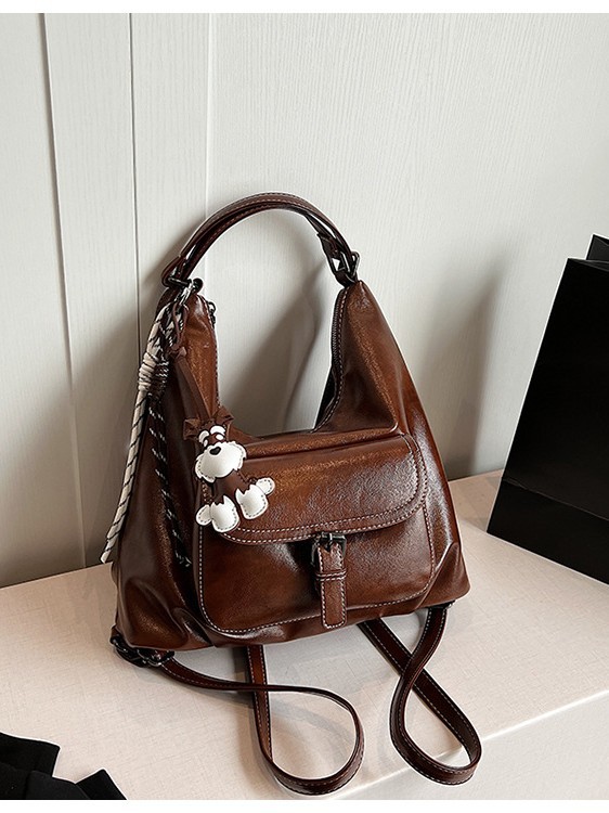 Maillard style backpack women 2025 new large capacity soft leather shoulder bag suburban multi-functional crossbody bag women's bag