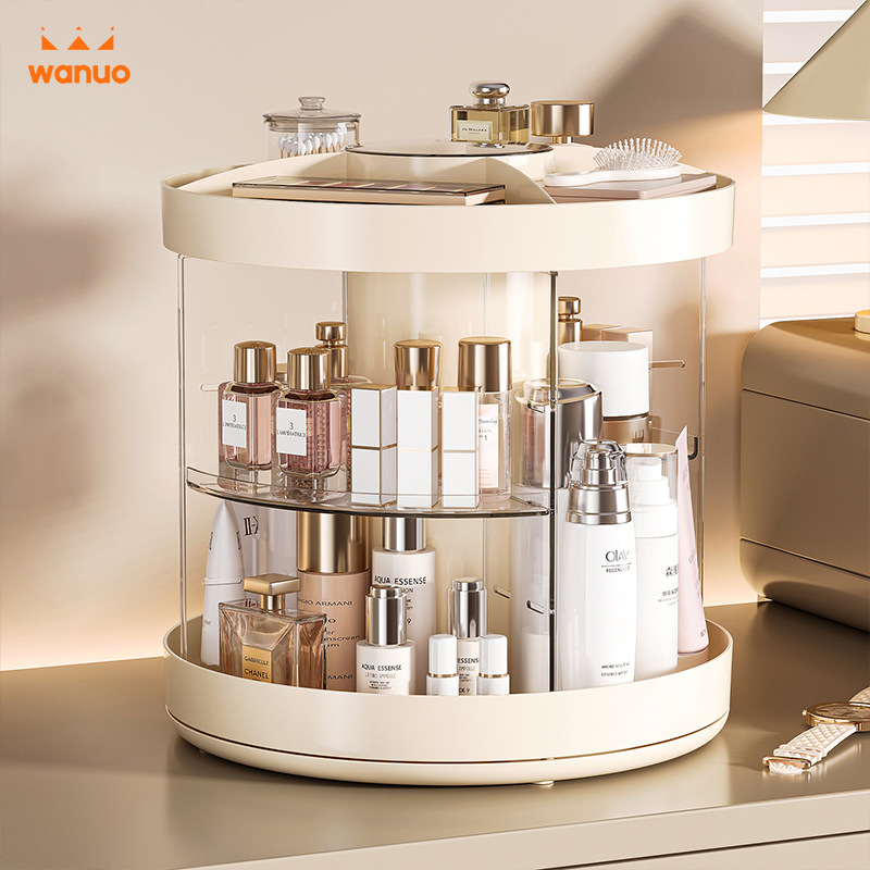 Rotating cosmetics storage box, desktop organizer, transparent - 1