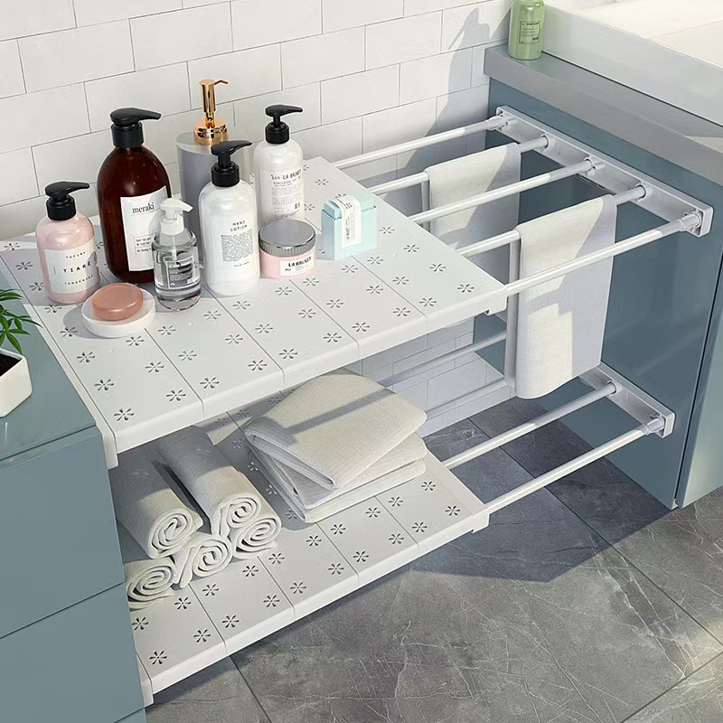 Gardırop bölme katmanlı raf çivisiz geri çekilebilir yurt dolabı banyo mutfak depolama rafı depolama dolabı katmanlı raf - 3