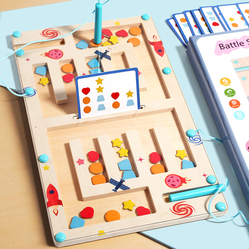 Magnetic Logic Board Game for Children with Four-Color Shapes