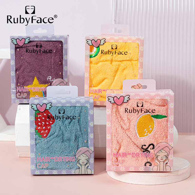 RUBYFACE hazır kuru saç bonesi çok renkli yumuşak kalınlaştırılmış mercan kadife ultra ince elyaf süper emici çabuk kuruyan duş bonesi