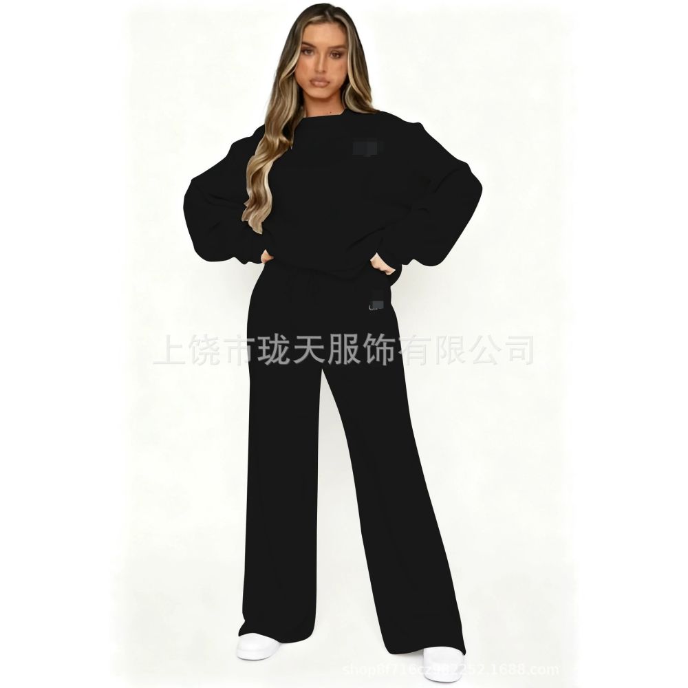 In-Stock Sweatshirt Cross-Border 2026 New American Style Crew Neck Fashion Casual Set Sweatshirt Jacket Men Women Trendy Two-Piece Set