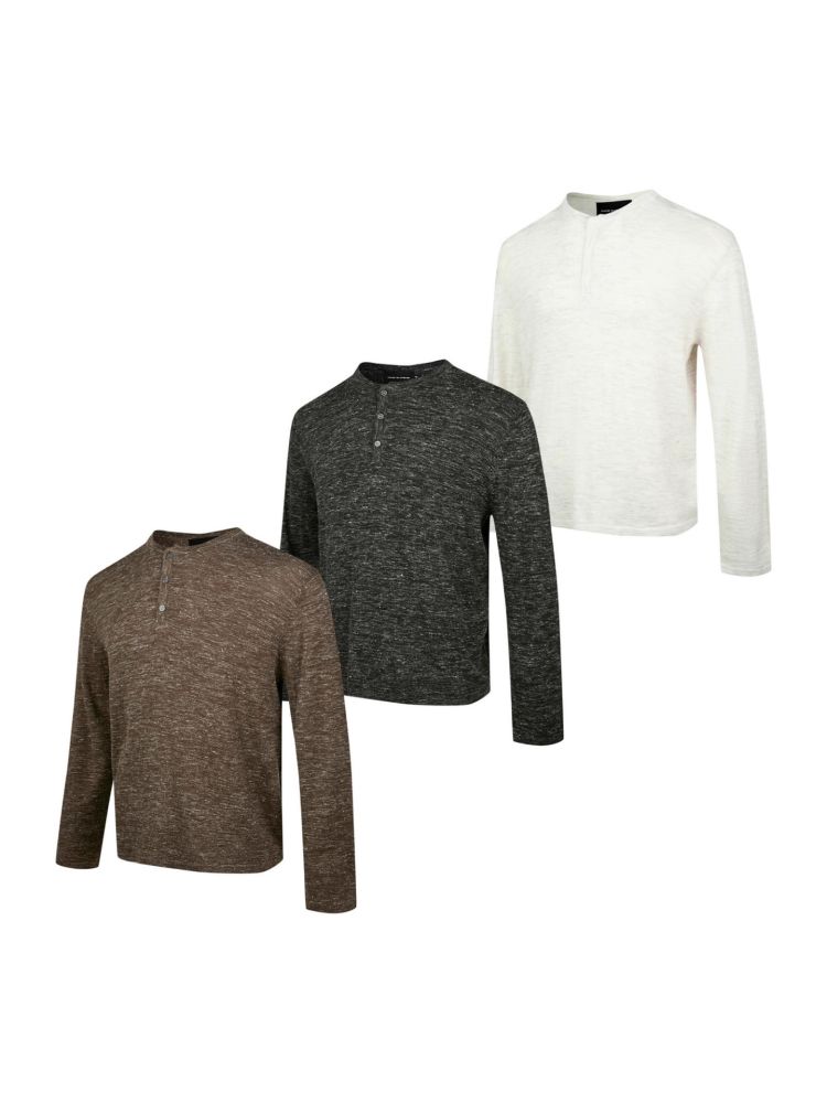 Linen Blend Knit Sweater, Henley Collar, Retro Classic Comfortable Top