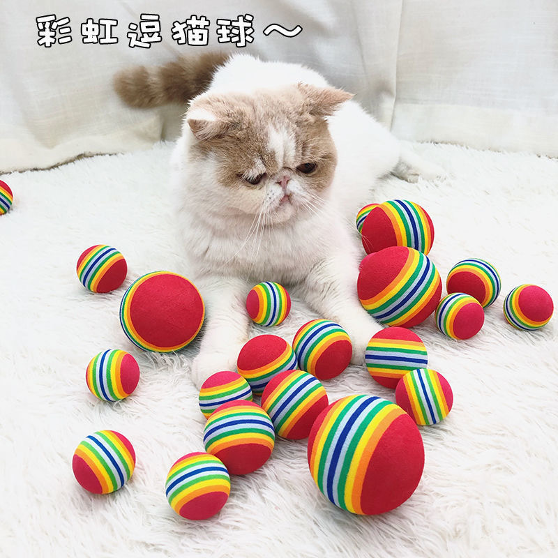 Gökkuşağı streç top kedi oyuncağı - 1