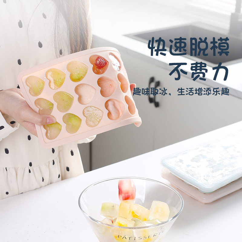 Cross-Border 4-Grid Silicone Ice Cube Tray with Lid, Easy-Release Home and Commercial Use Large Square Whiskey Long Bar Ice Mold - 5