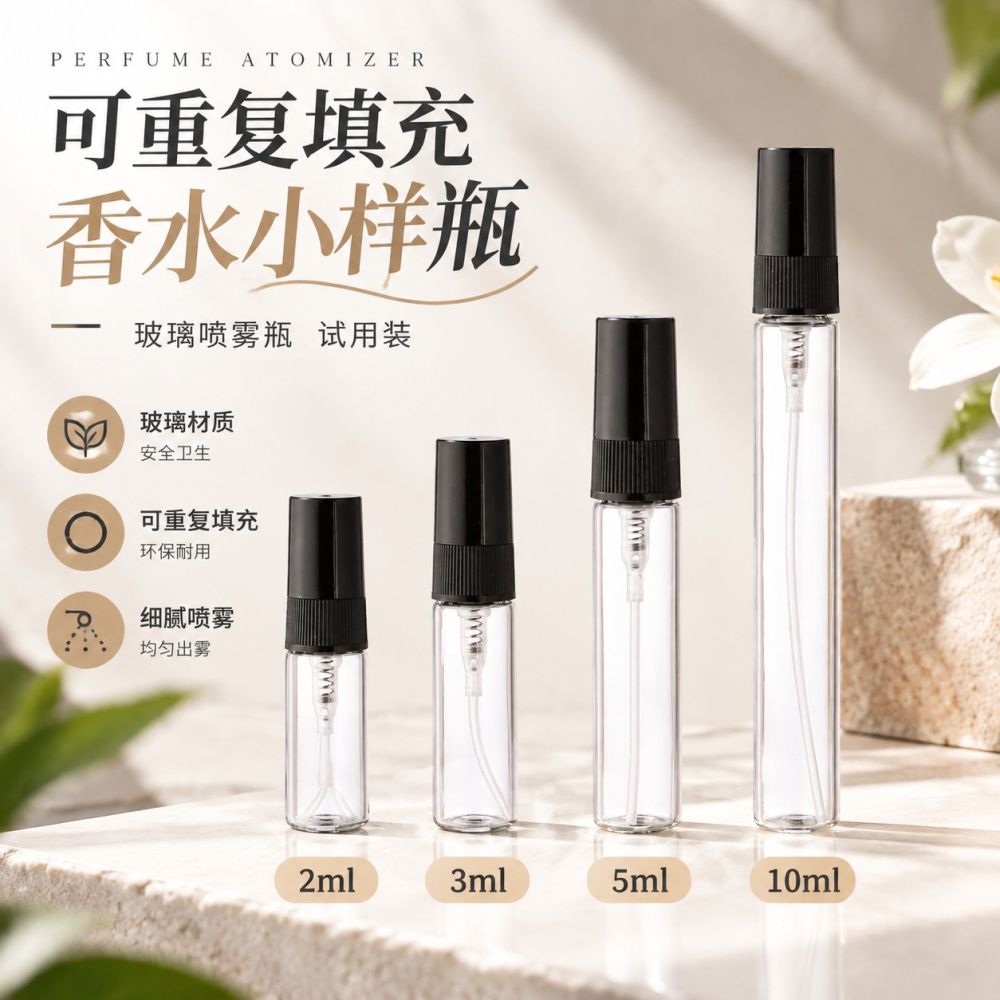 2ml 3ml 5ml 10ml Doldurulabilir Parfüm Numune Şişesi Cam Sprey Şişe Deneme Paketi