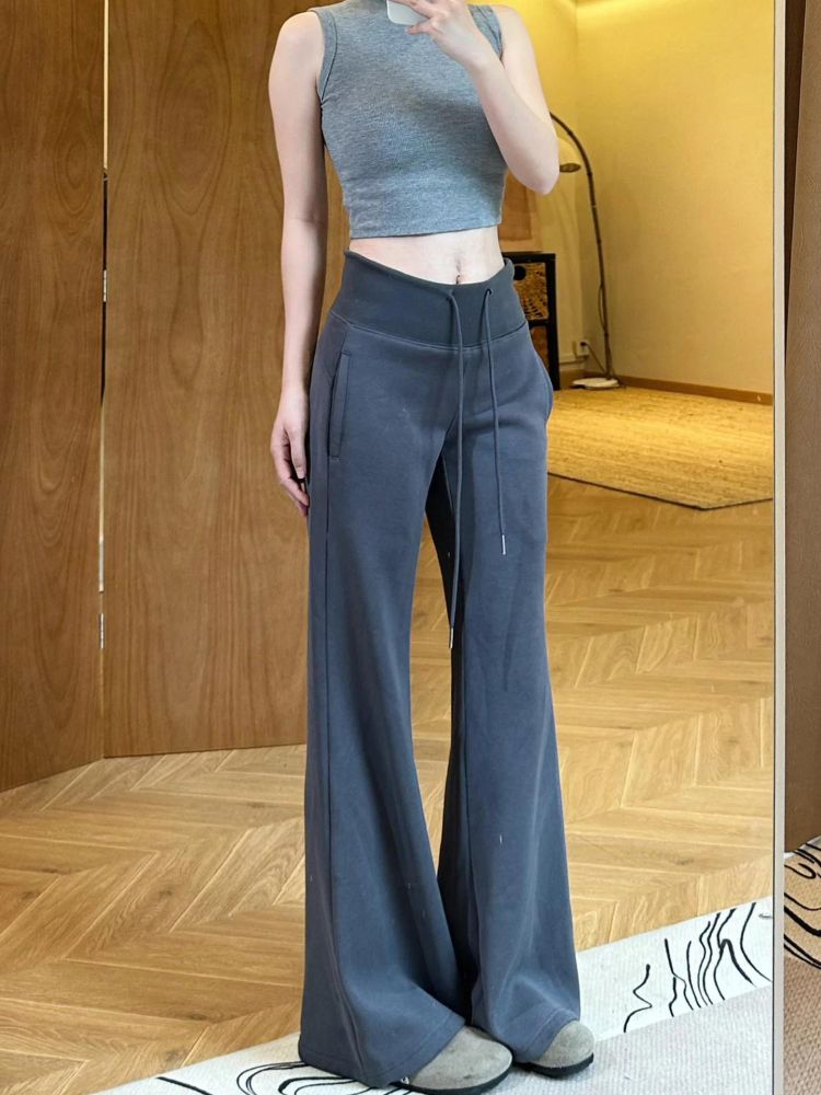 【婵兰】玫粉色秋季美式垂感显瘦运动微喇裤女休闲辣妹瑜伽卫裤
