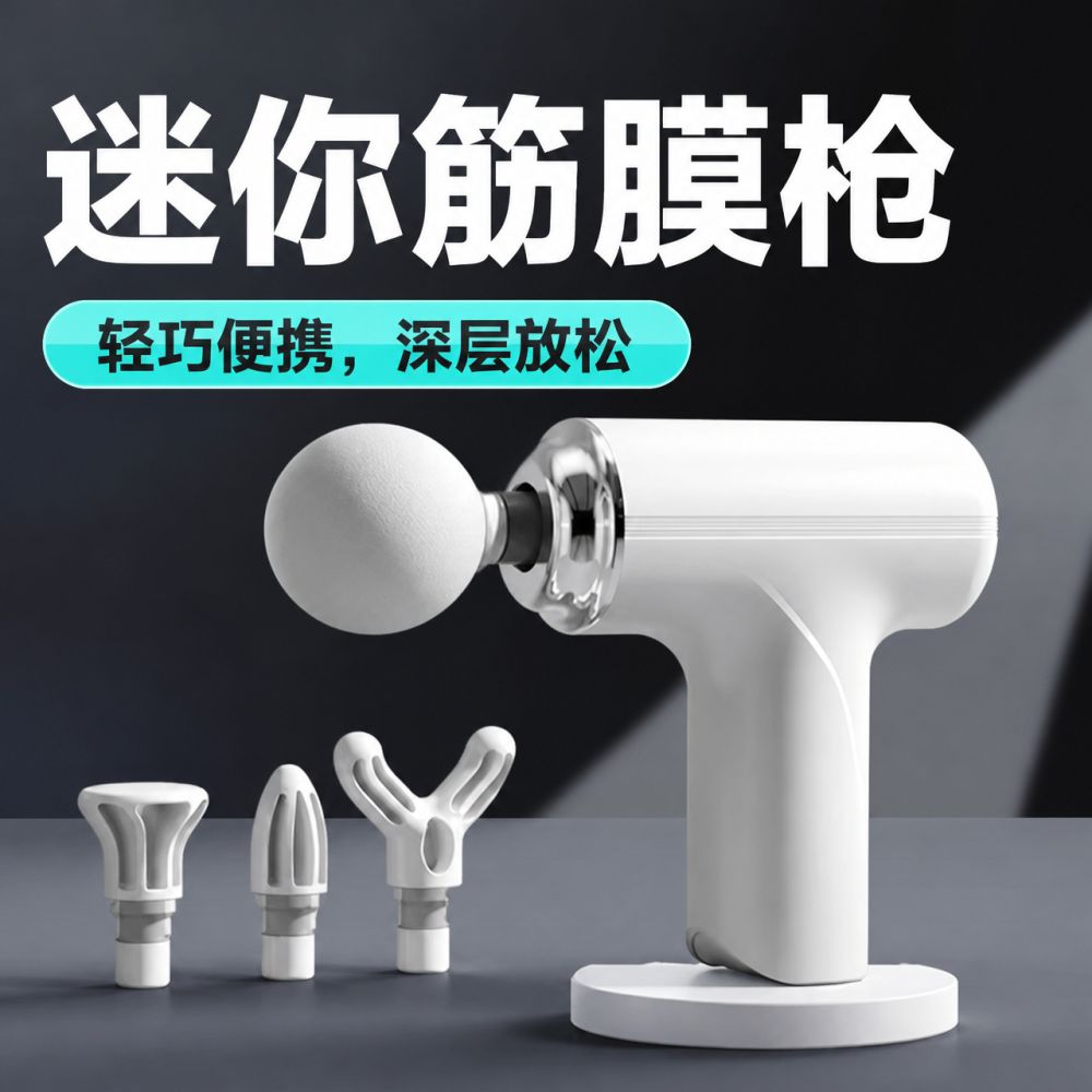 Detachable Mini Massage Gun with Long Angled Handle, Low Noise - 1