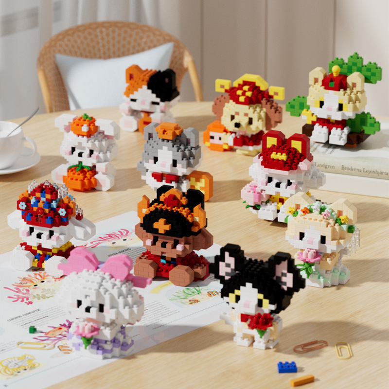 Cartoon Figure Building Blocks, Assembled Ornament
