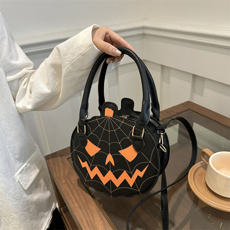 Kürbis-Design Damen Schultertasche, kontrastfarben, schlicht