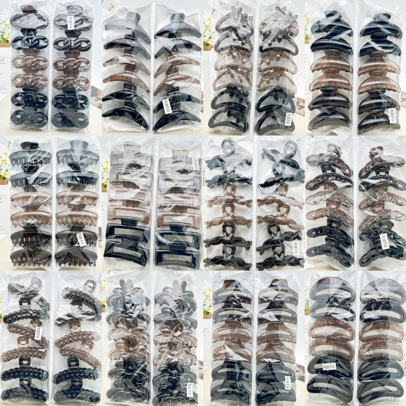 Trendy electroplated navy spring color hair clip large pearl claw clip for bun two yuan supermarket hair accessories