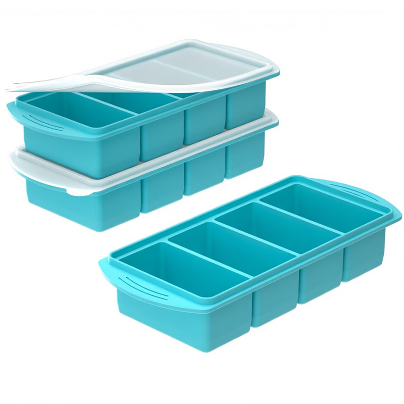 Silikon-Eiswürfelbereiter mit Deckel für Brühe, Gefrierlagerbox für den Haushalt, beheizbarer Behälter zur Portionierung von Hot-Pot-Grundstoffen - 7