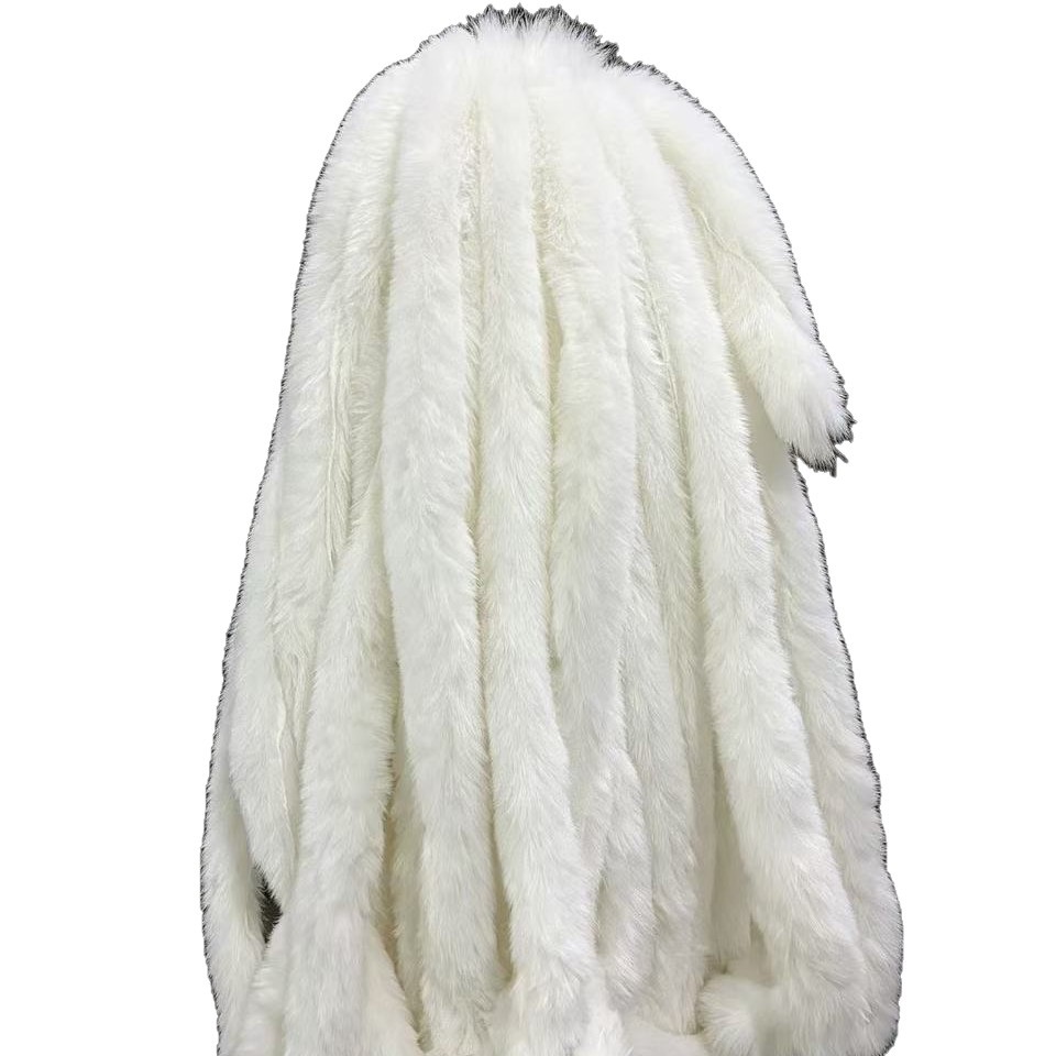 Kunstkaninchenfell weiße Haarstreifen Winterbekleidung Hanfu Qipao Haustierdekoration Ärmelbündchen Mützenstreifen Kunstnerzfell-Streifen Pelzbesatz Zubehör