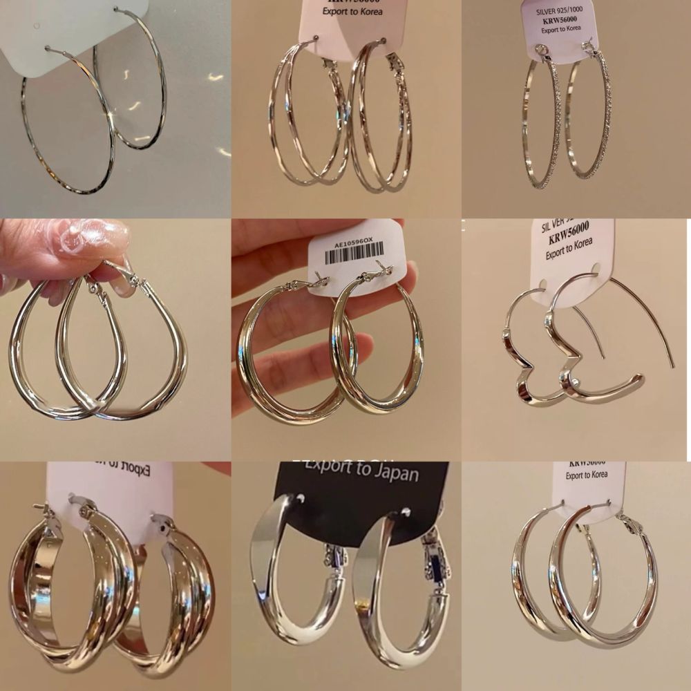 Silbernadel-Ohrringe rund, minimalistischer Stil, leicht, vielseitig nutzbar