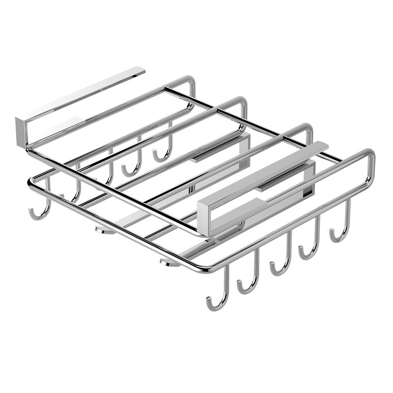 Cabinet storage shelf, wall-mounted cutting board, cloth shelf, wall-mounted kitchen storage shelf, double-layer 304 stainless steel cup holder - 6