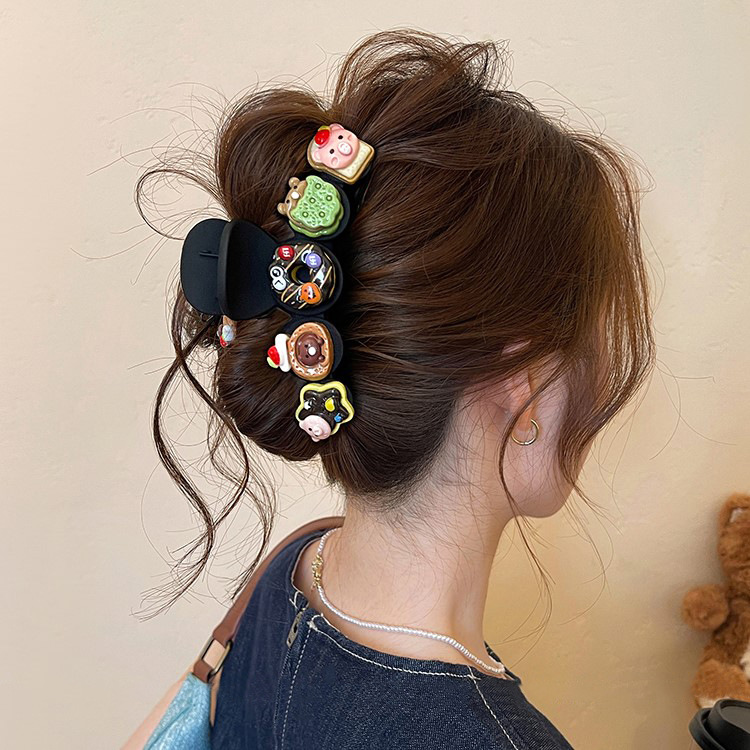 Große Snack-Haarspange aus Keks für Frauen, hochwertige 2025 neue Haiflossen-Haarspange, Hinterkopf-Haarspange Haarzubehör für den Sommer. - 5