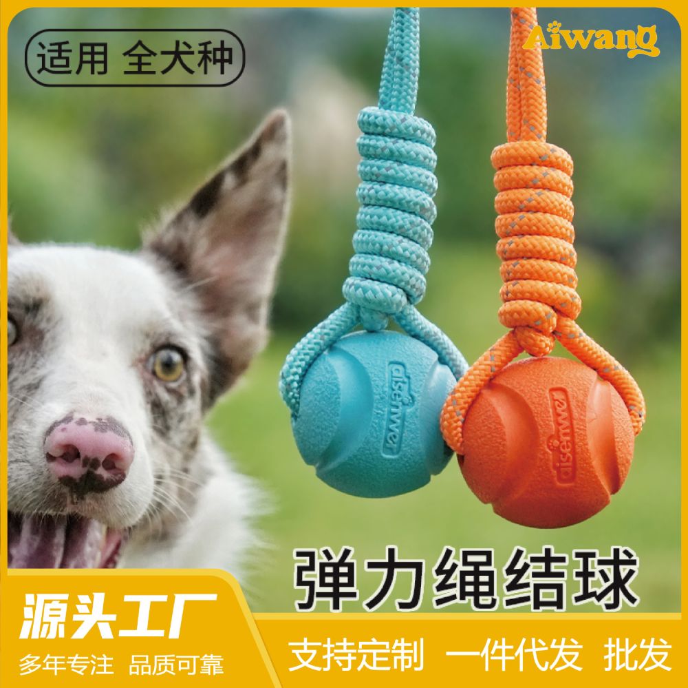 Dog Chew-Resistant Rope Knot Ball, Elastic Molar Training Interactive Toy