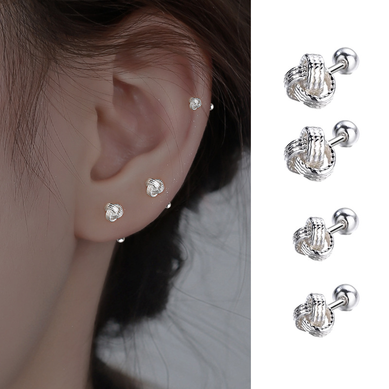 925er Silber Ruyi-Knoten-Ohrringe, einfaches Design