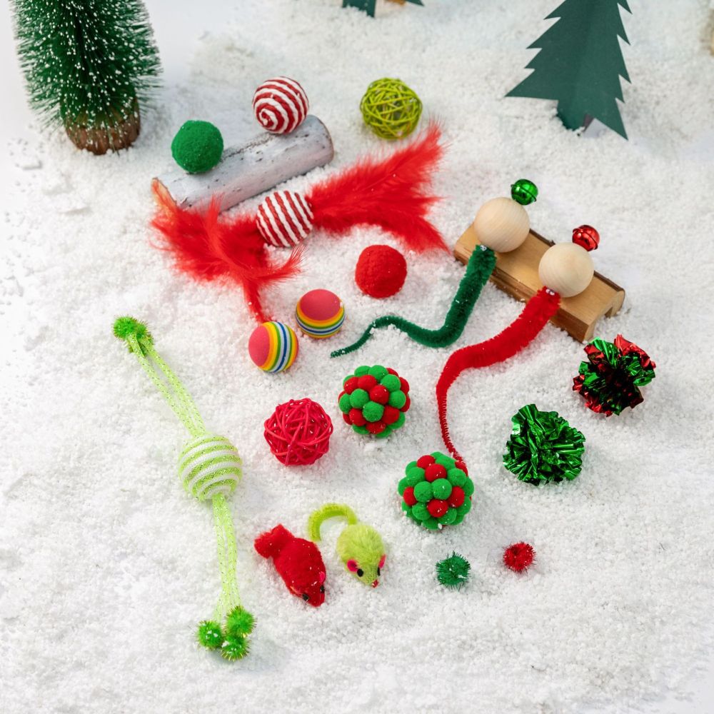 Weihnachts-Katzenspielzeug-Zubehörset, selbst zusammensetzbar, Selbstbeschäftigung