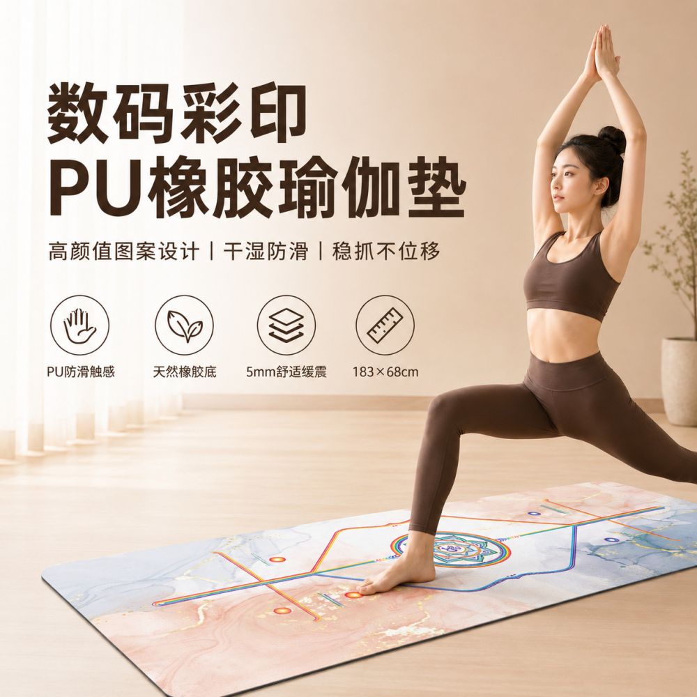 Wear-Resistant PU Rubber Fitness Mat, Burpee Mat, Widened 80 cm, Non-Slip