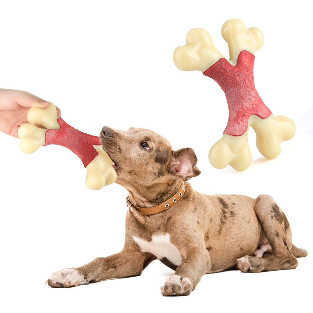 Double Bone Chew Toy for Dogs, Bacon Flavor, Durable