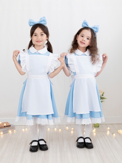 Alice-Hausmädchenkostüm, blau-weißes Prinzessinnenkleid für Kinder