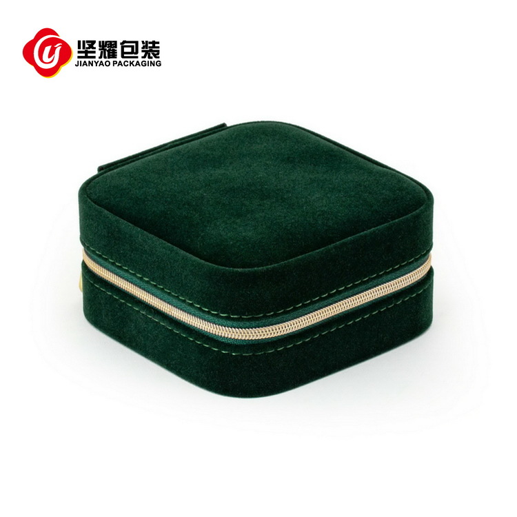 Velvet Jewelry Box Travel Portable Square Fabric PU Jewelry Hand Jewelry Small Storage Box Double Layer Wholesale - 4