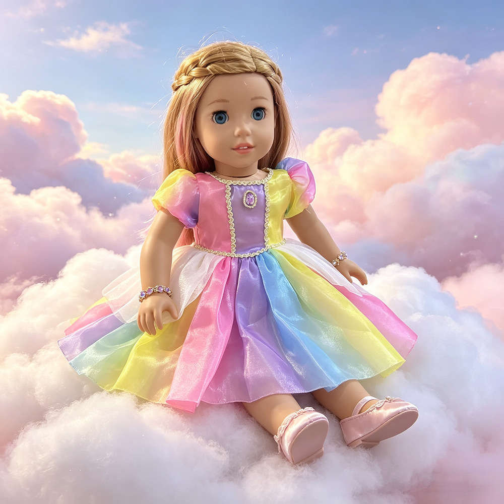 Prinzessinnenkleid für 18-Zoll-Puppen, Sommer, bunt