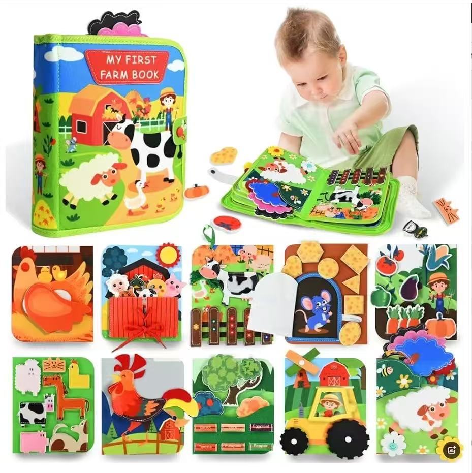 Felt Quiet Book with Learning Board for Babies and Toddlers