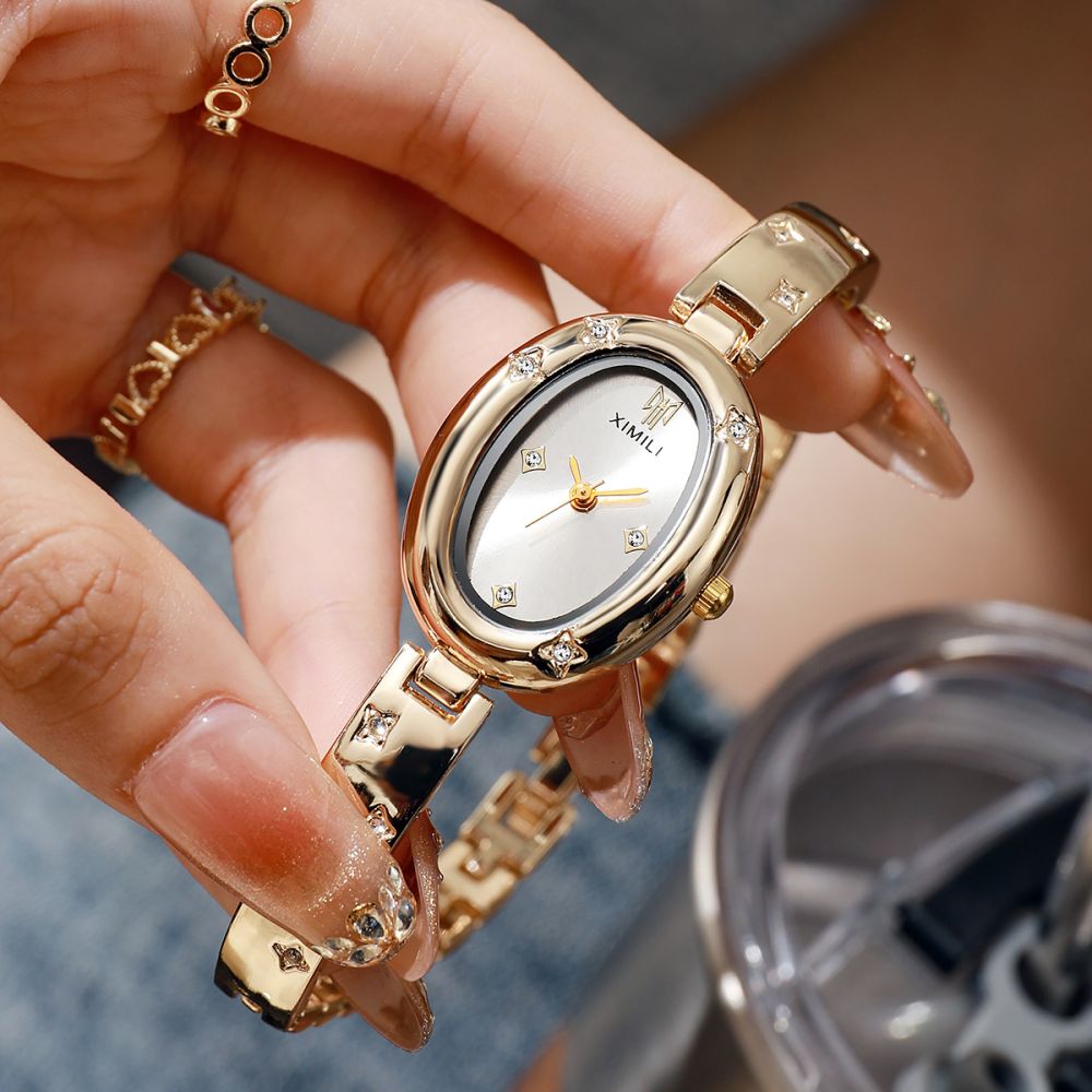 Damenuhr, strass-besetzt, Armband-Design - 1
