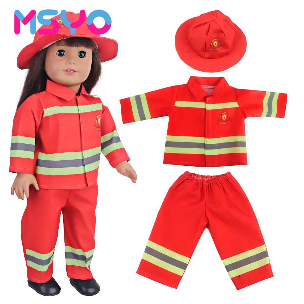 43cm Doll Outfit Set for 18 Inch American Girl Dolls, Firefighter Uniform