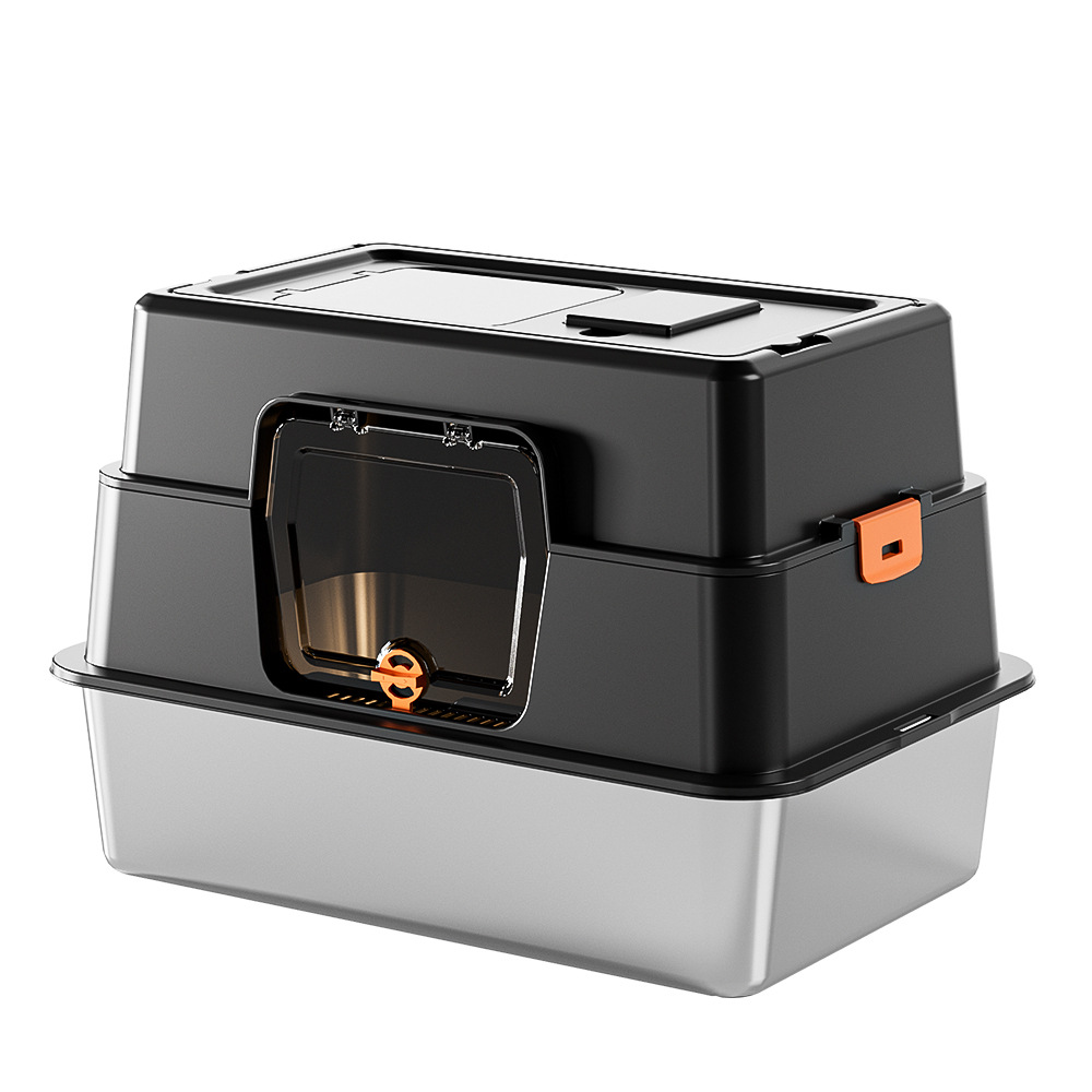 Extra Large Stainless Steel Cat Litter Box, Detachable Fully Enclosed Odor-Proof Cat Toilet, Splash-Proof, Durable Pet Supplies