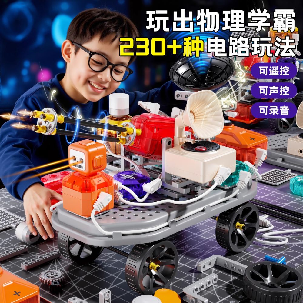 儿童电子积木中小学生物理科学实验套装益智拼装玩具男孩生日礼物 - 1