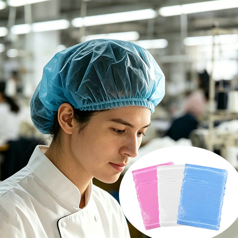 Disposable Non-Woven Kitchen Chef Hat, Dust-Proof Hygienic Cap, Breathable