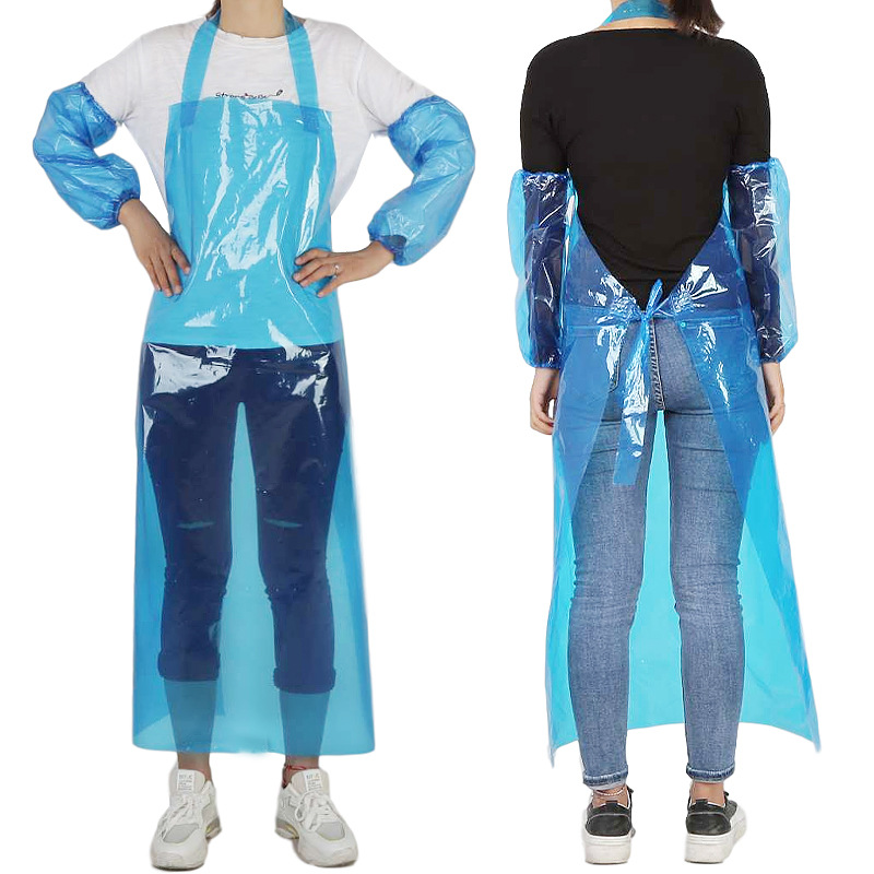Waterproof Oil-Resistant PE Apron with Sleeve Covers, Oversized