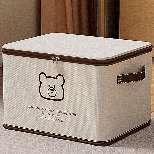 Large Capacity Storage Box Foldable with Lid Dust-proof Fabric Organizer Box Home Bedroom Clothing Living Room Toy Storage