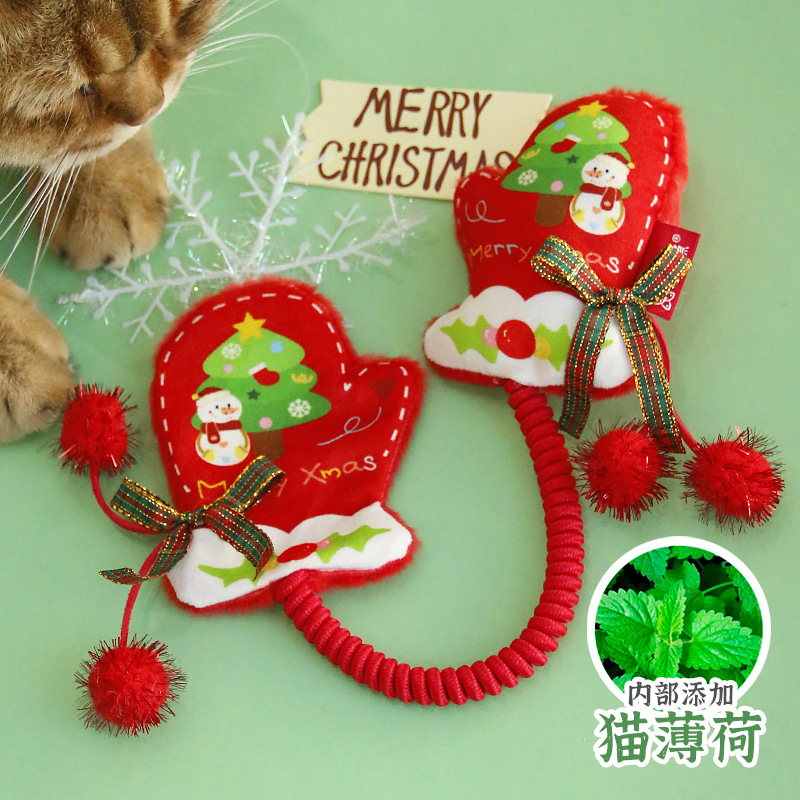 Christmas Catnip Glove Toy, Plush Chew Toy for Cats