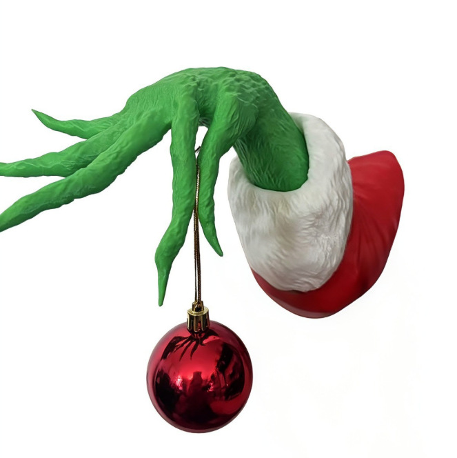 Amazon New Arrival In-Stock Christmas Grinch Plush Hands and Feet Pick DIY Scene Decoration Christmas Tree Ornament