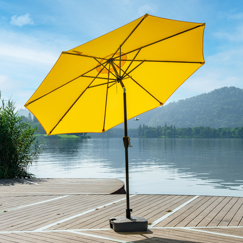 2M Tilting Outdoor Garden Umbrella with Center Pole, Sun and Rain Protection