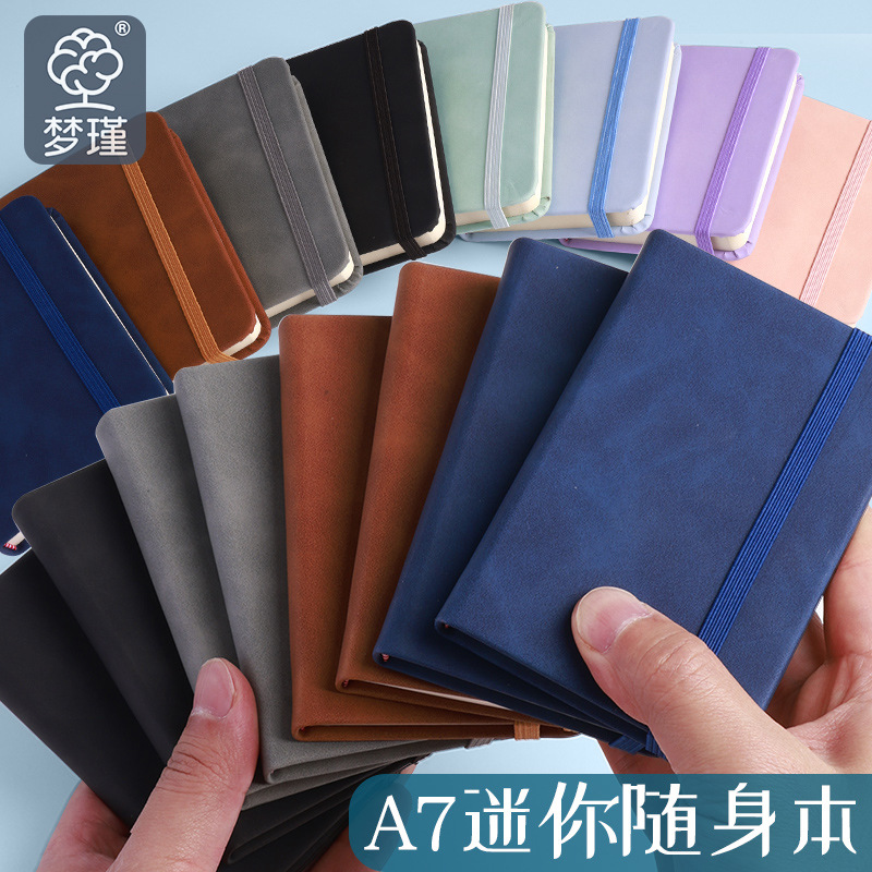 Mini A7 Pocket Notebook with Thick Leather Cover, Waterproof Portable Notebook - 1
