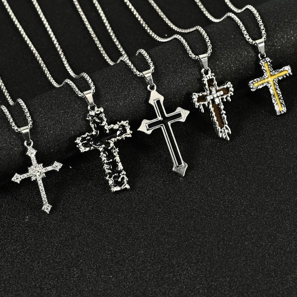 Men's Hip-Hop Alloy Cross Necklace, Sweater Chain
